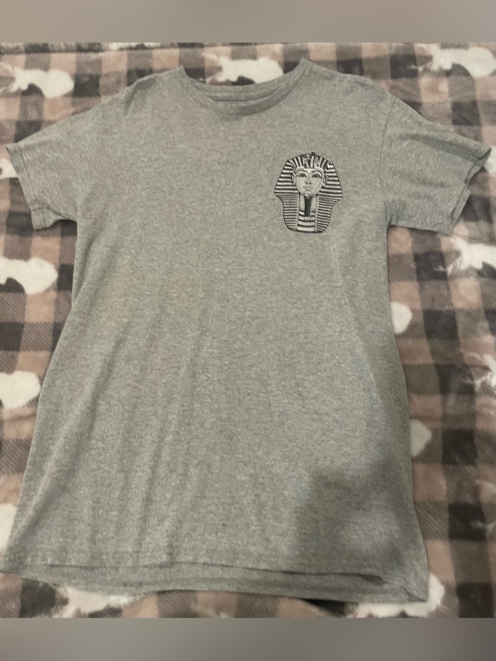 🐨3for$20🐨Grey Short-Sleeve Tee with Pharaoh Graphic